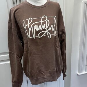 Comfort Colors Brown "Thankful" Graphic Sweatshirt